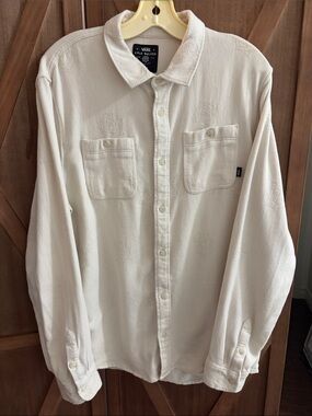 Vans Cream Textured Long Sleeve Button-Down Shirt